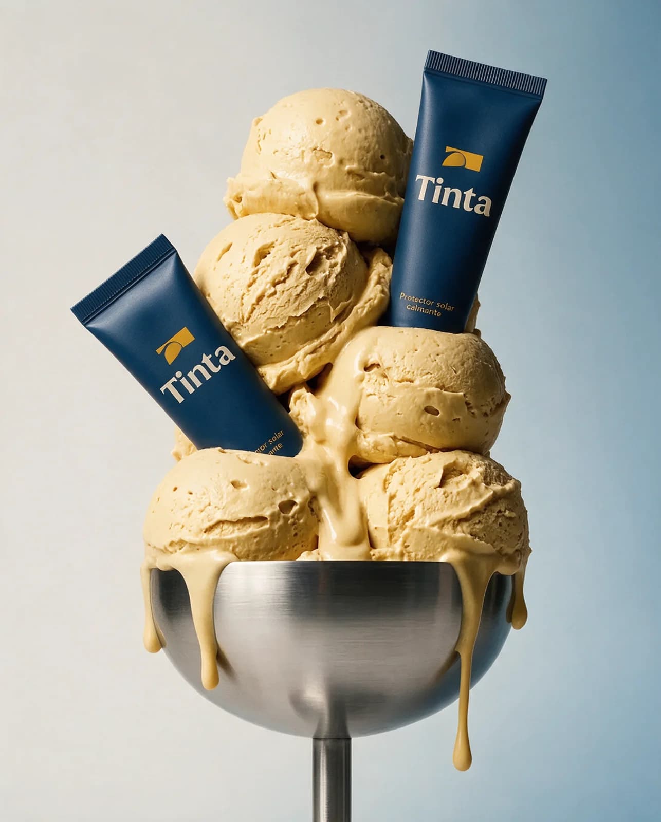 Helado lila con tubos de crema